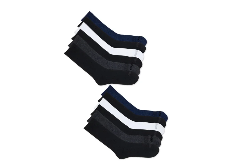 AND1 Men's Cushion Crew Sock, 12 Pack NWT Shoe Size 6-12 Black, Blue, White, Bla